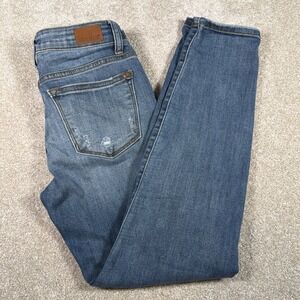Judy Blue Relaxed Fit Distressed Blue Jeans 3/26 (FITS 26 X 26) Stretch Denim